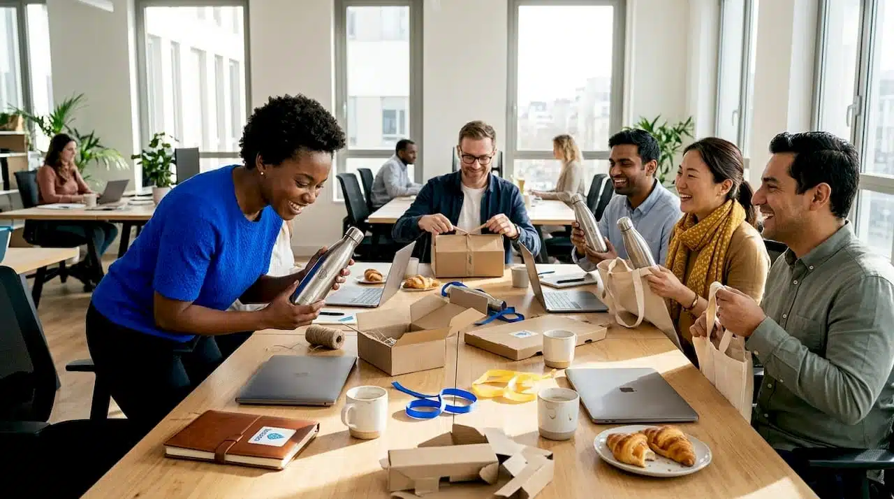 L’équipe partage des cadeaux écoresponsables et personnalisés, pour marquer l’occasion tout en respectant nos valeurs.