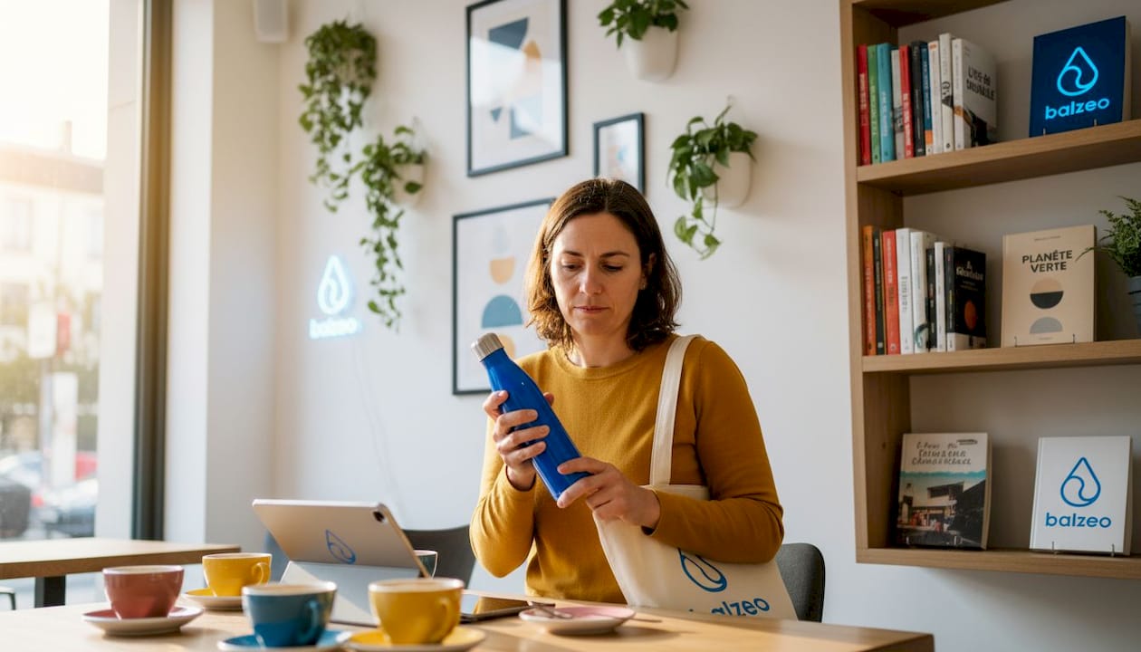 Une femme explore différentes alternatives écologiques pour équiper sa cuisine.