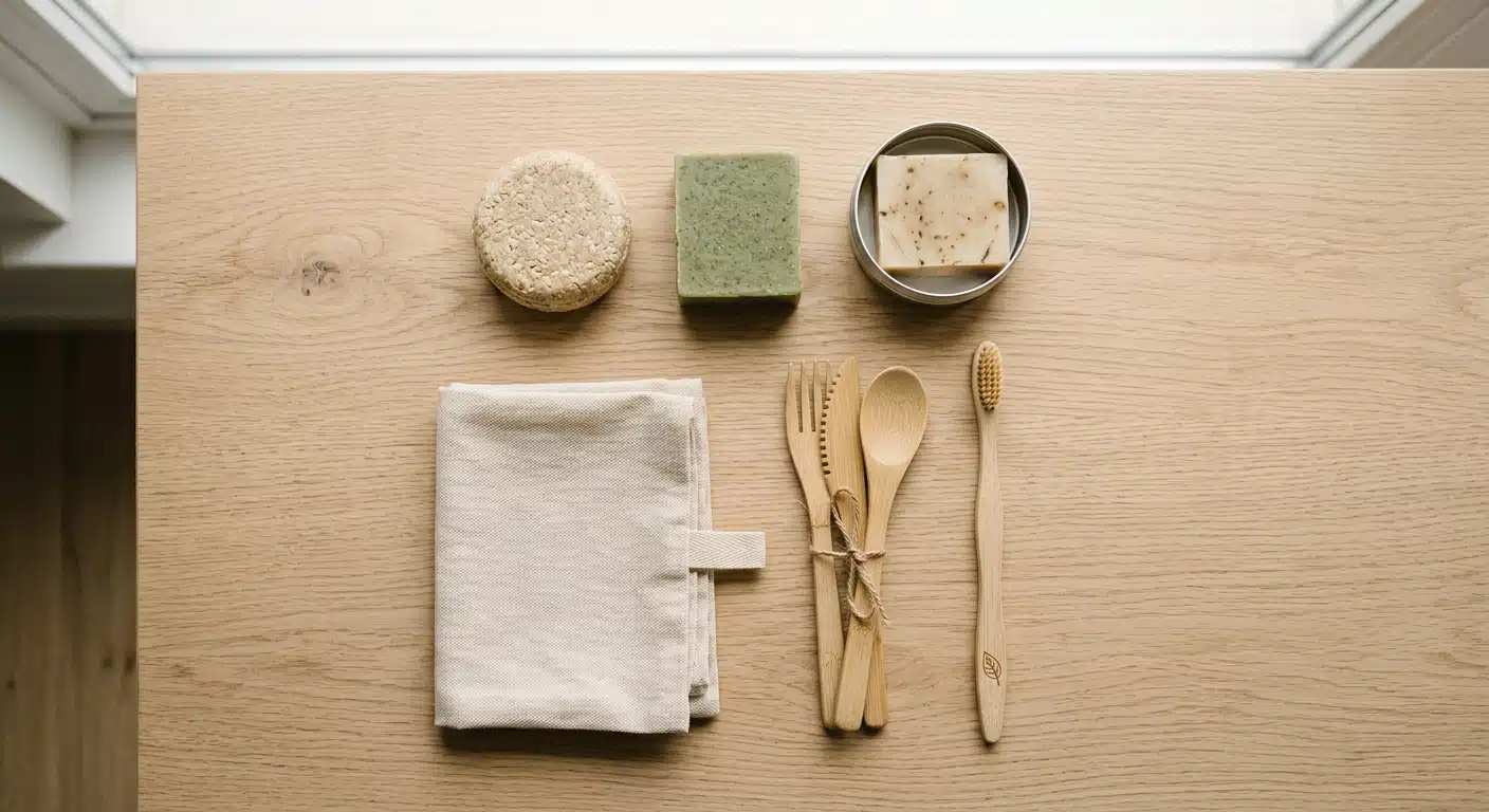 Voyager sans plastique cet été 2026 : le guide complet 1 Voyager sans plastique : cosmétiques solides et kit réutilisable préparés pour un voyage zéro déchet