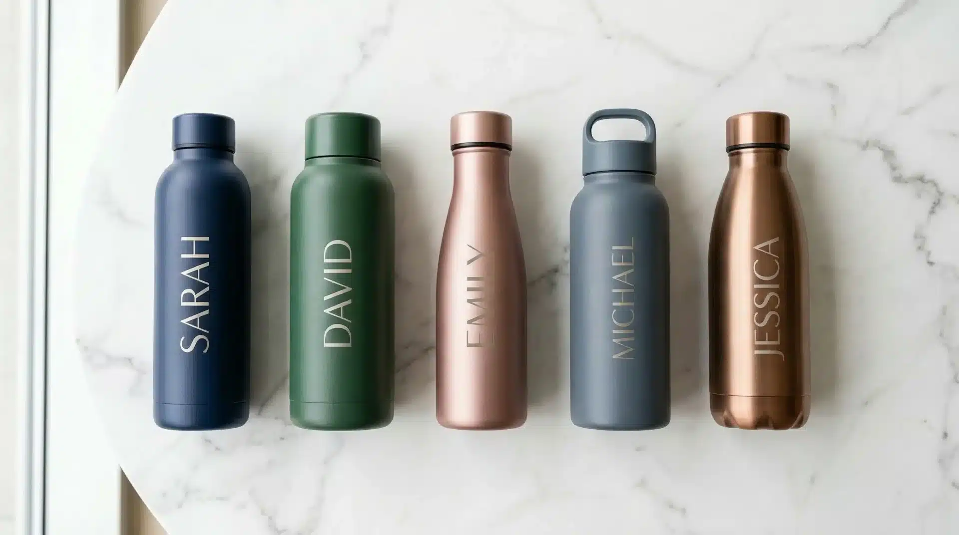 Gourdes personnalisées avec logo entreprise et prénom des collaborateurs — Balzeo