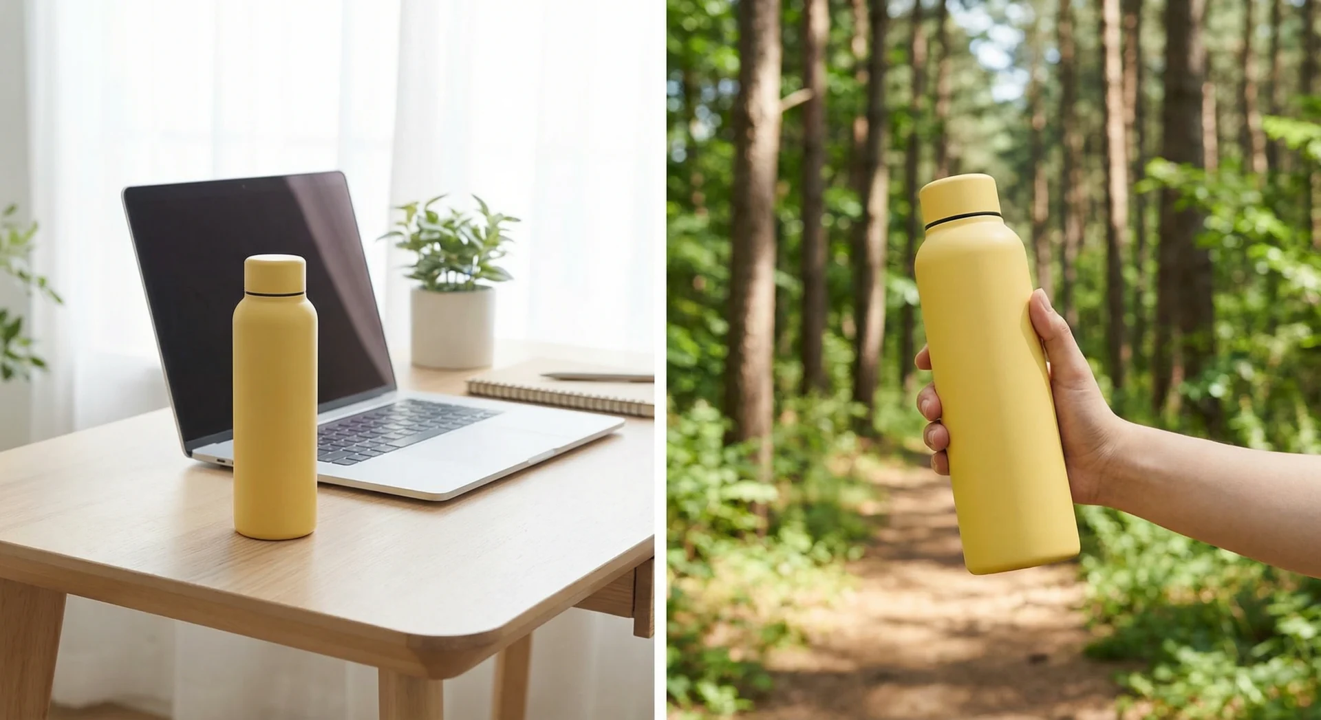 Les accessoires indispensables pour un mode de vie zéro déchet 2 Une bouteille isotherme jaune pratique et écoresponsable
