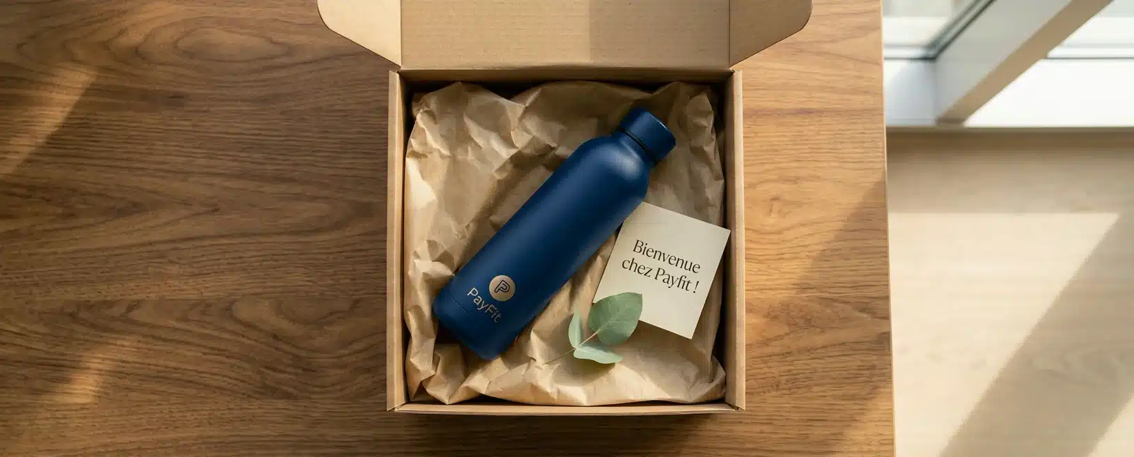 Gourde personnalisée logo entreprise : délais, prix, minimum de commande 2 Kit d'onboarding avec gourde personnalisée Balzeo pour entreprise