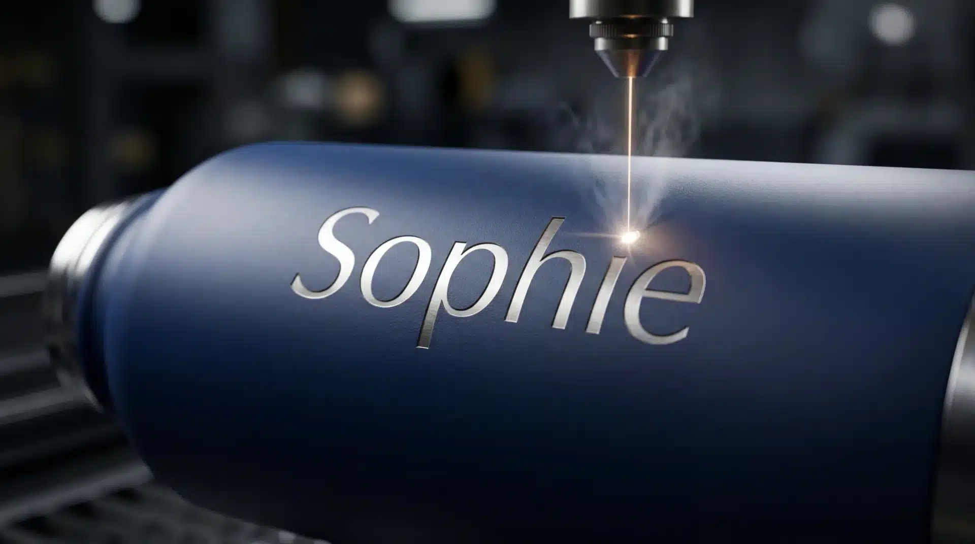 Fidéliser ses collaborateurs avec de petites attentions 1 Gravure laser du prénom Sophie sur une gourde isotherme Balzeo bleu marine pour cadeau collaborateur personnalisé